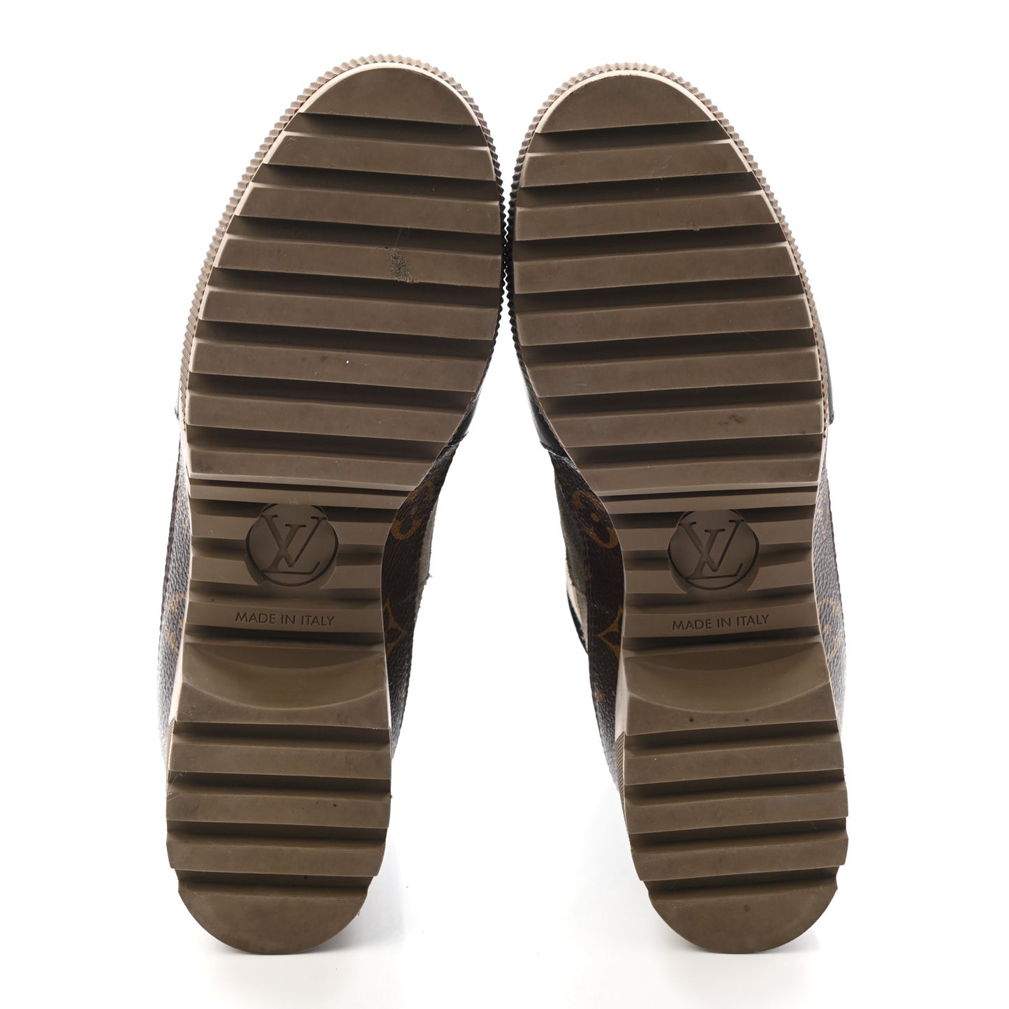 Suede Calfskin Monogram Laureate Platform Desert Boots 38 Taupe