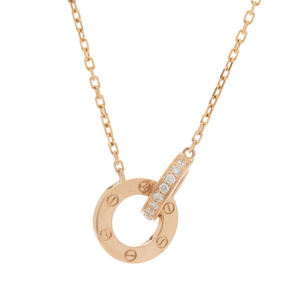 Cartier 18K Pink Gold Diamond Interlocking LOVE Paved Necklace 6 of 7