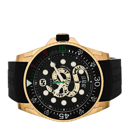 Gucci Stainless Steel Rubber 45mm Dive Snake Quartz Watch Black 2 of 4