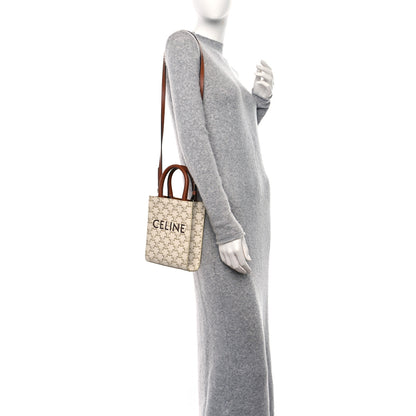 Celine Triomphe Canvas Calfskin Mini Vertical Cabas White 2 of 7