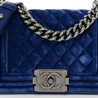 Chanel Velvet Quilted Small Boy Flap Blue 8 of 10