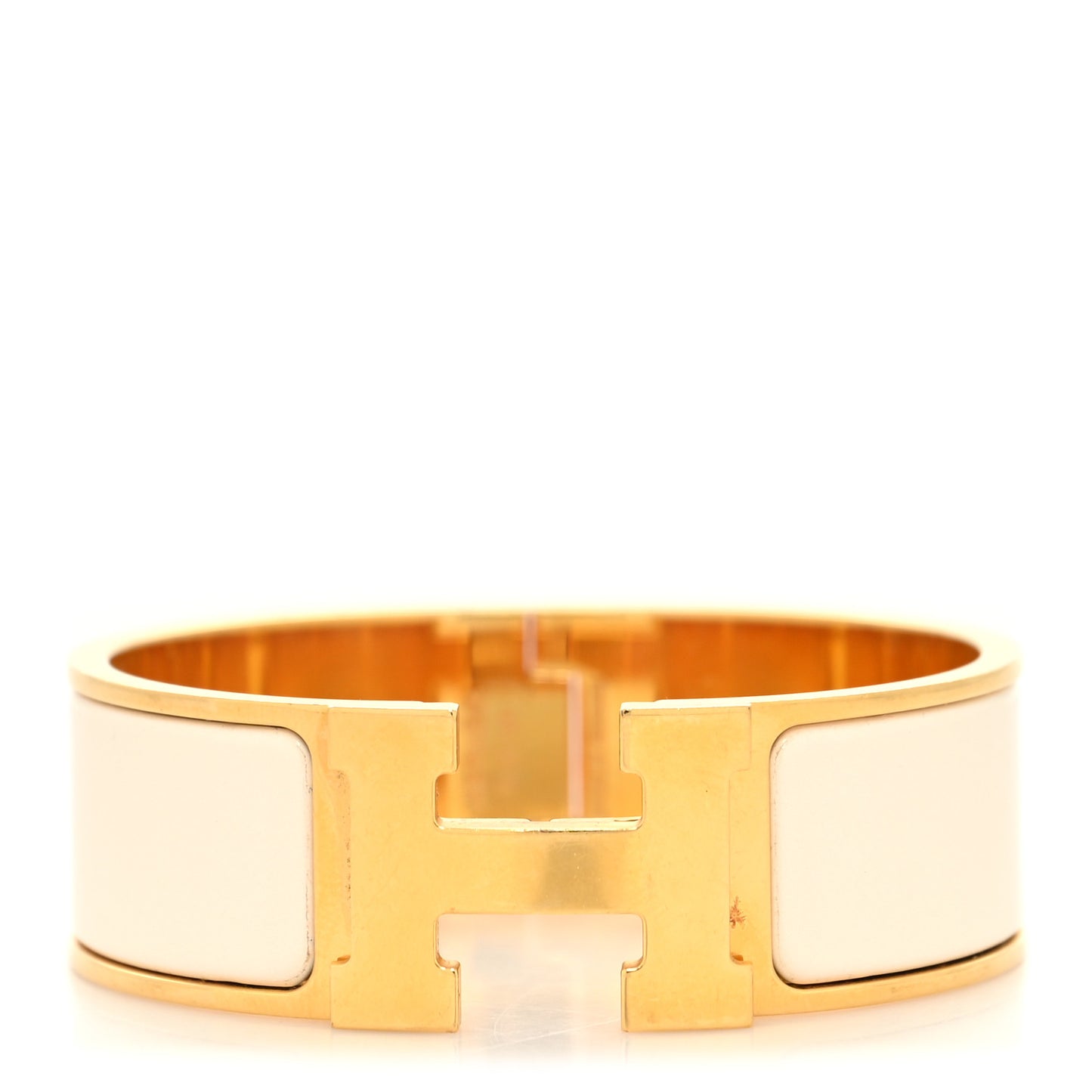 Enamel Wide Clic Clac H Bracelet GM White