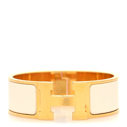 Hermes Enamel Wide Clic Clac H Bracelet GM White 1 of 5