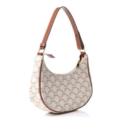 Celine Canvas Calfskin Ava Triomphe Shoulder Bag White 3 of 13
