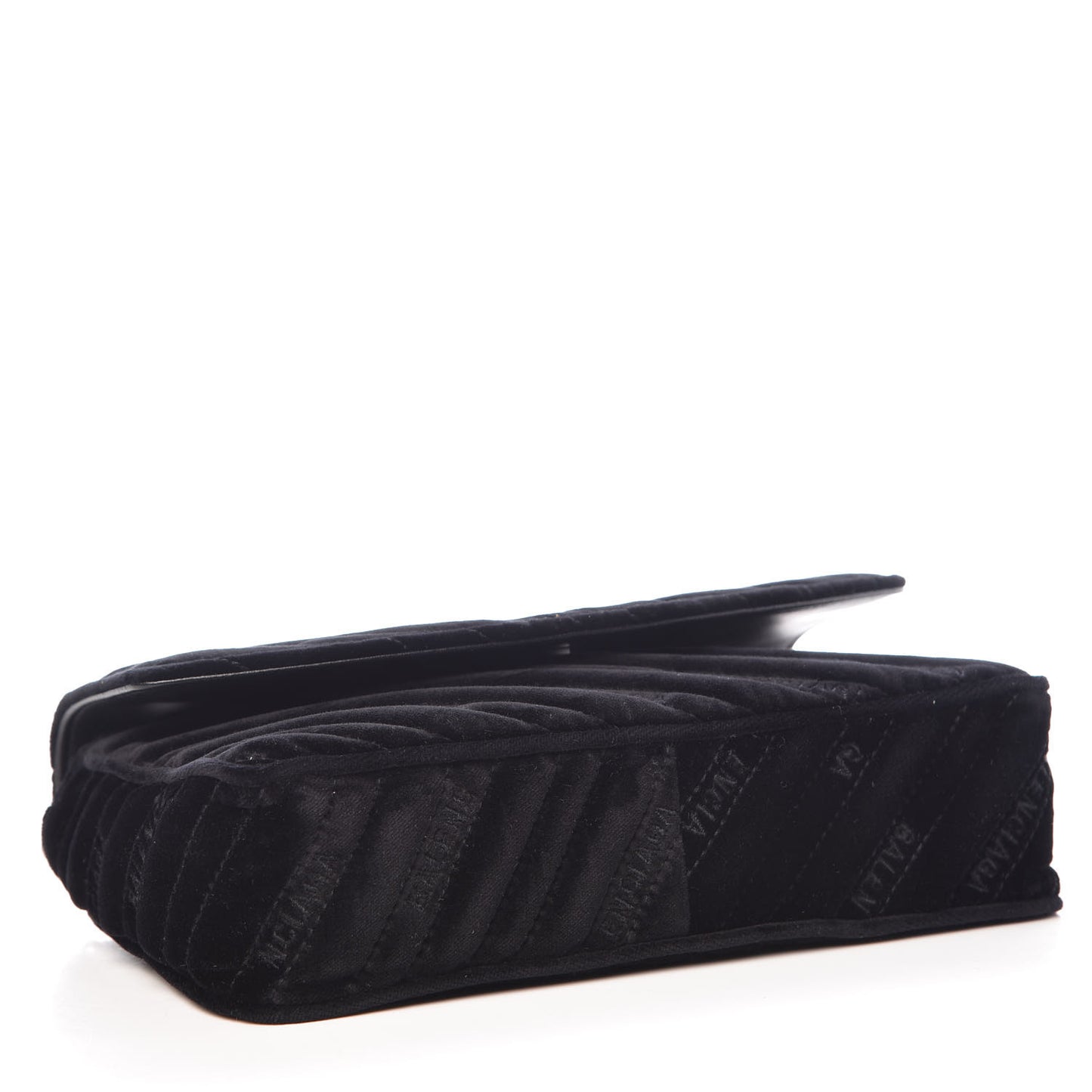 Velvet Logo Matelasse BB Chain Wallet Black