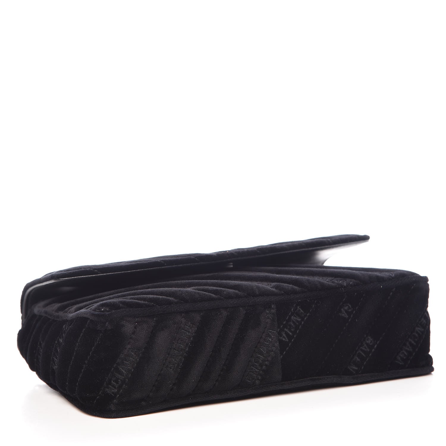 Balenciaga Velvet Logo Matelasse BB Chain Wallet Black 4 of 11