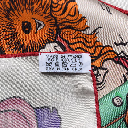 Hermes Silk Metamorphoses Par Paris Scarf 90 Rose Cendre Vert 6 of 6