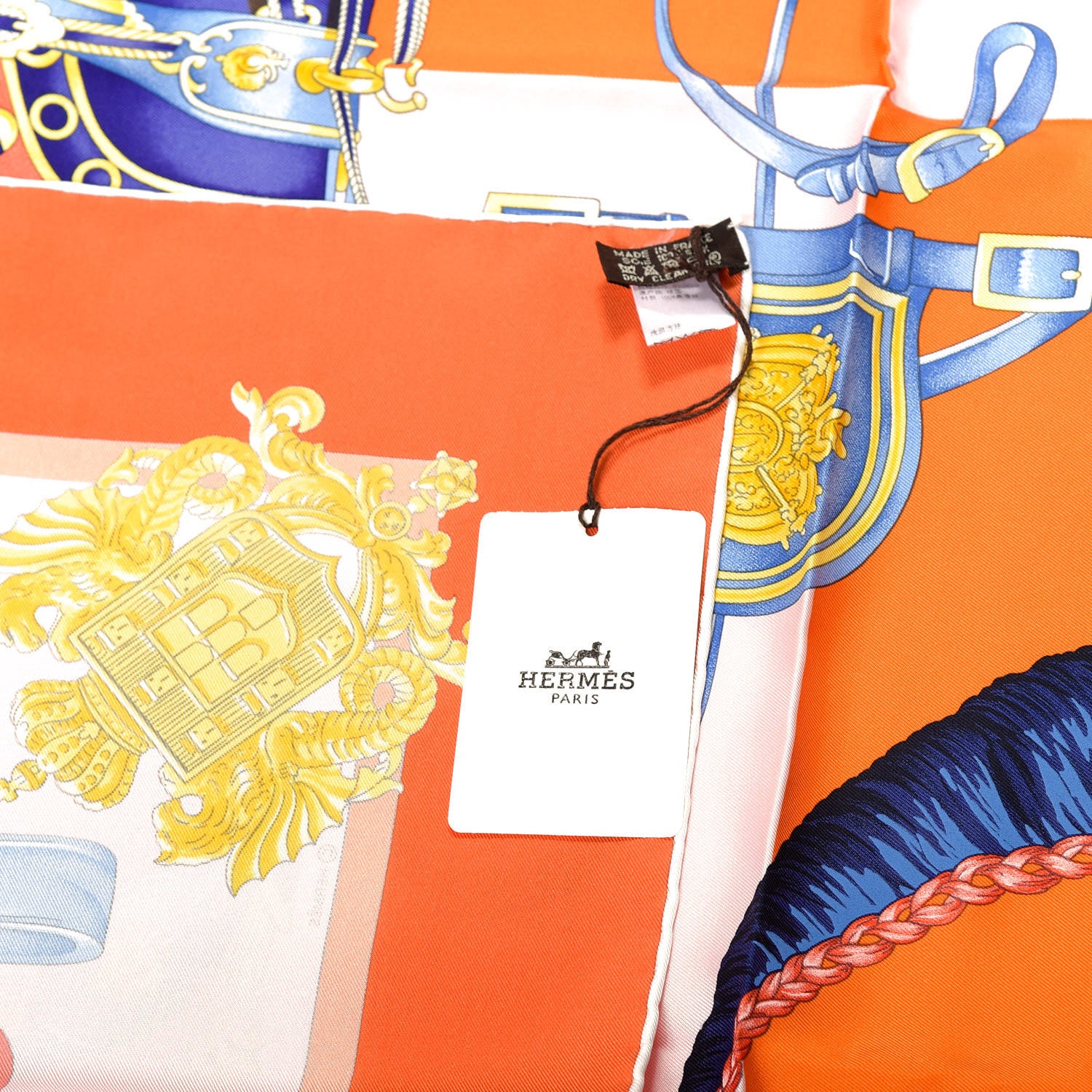 Hermes Silk Harnais De Cour Scarf 90 Orange 7 of 7