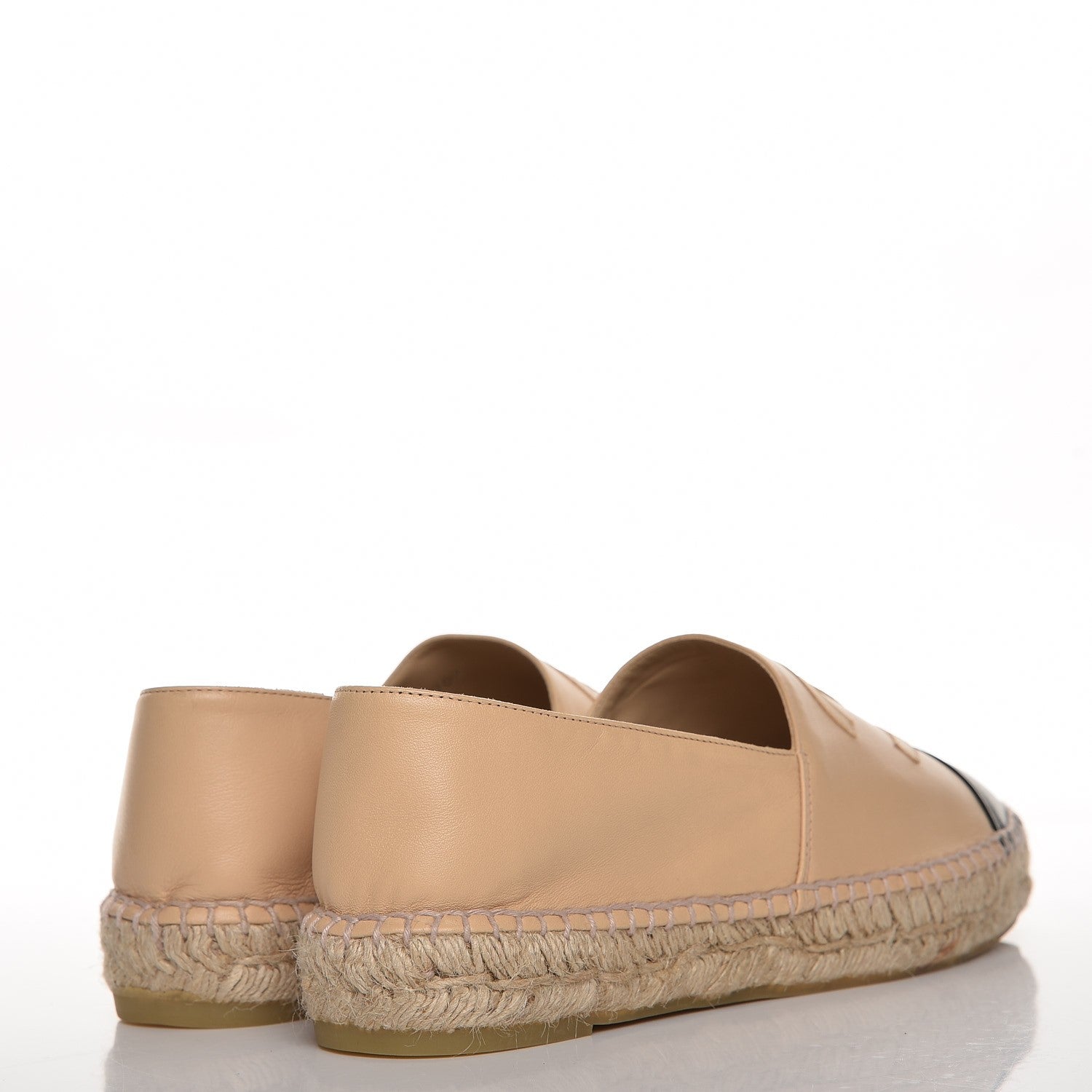 Chanel Lambskin Cap Toe CC Espadrilles 41 Beige Black 4 of 10