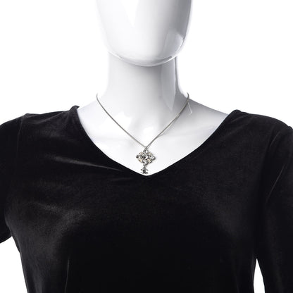 Chanel Crystal CC Drop Pendant Necklace Silver 2 of 7