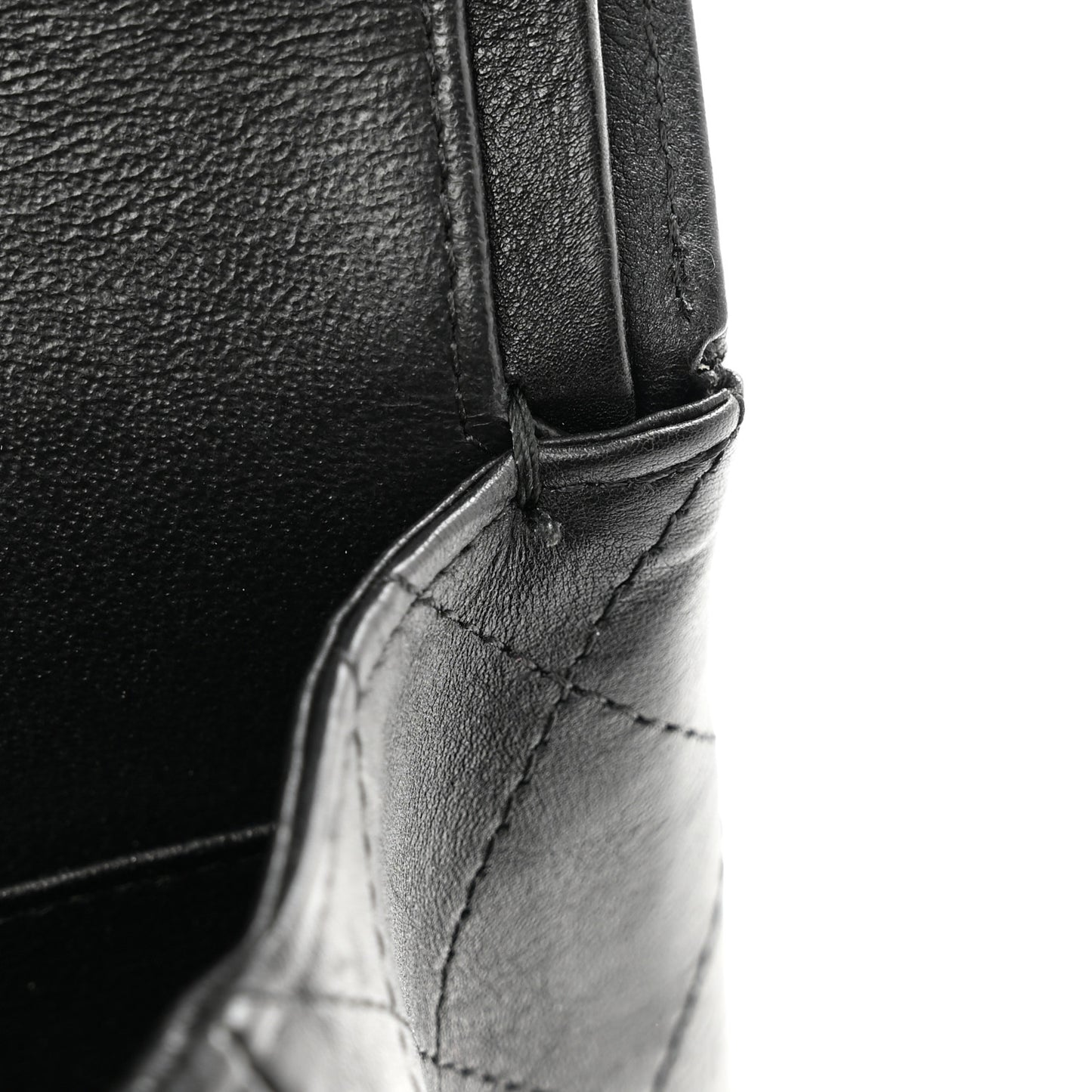 Crumpled Calfskin Quilted Medium Double Flap So Black