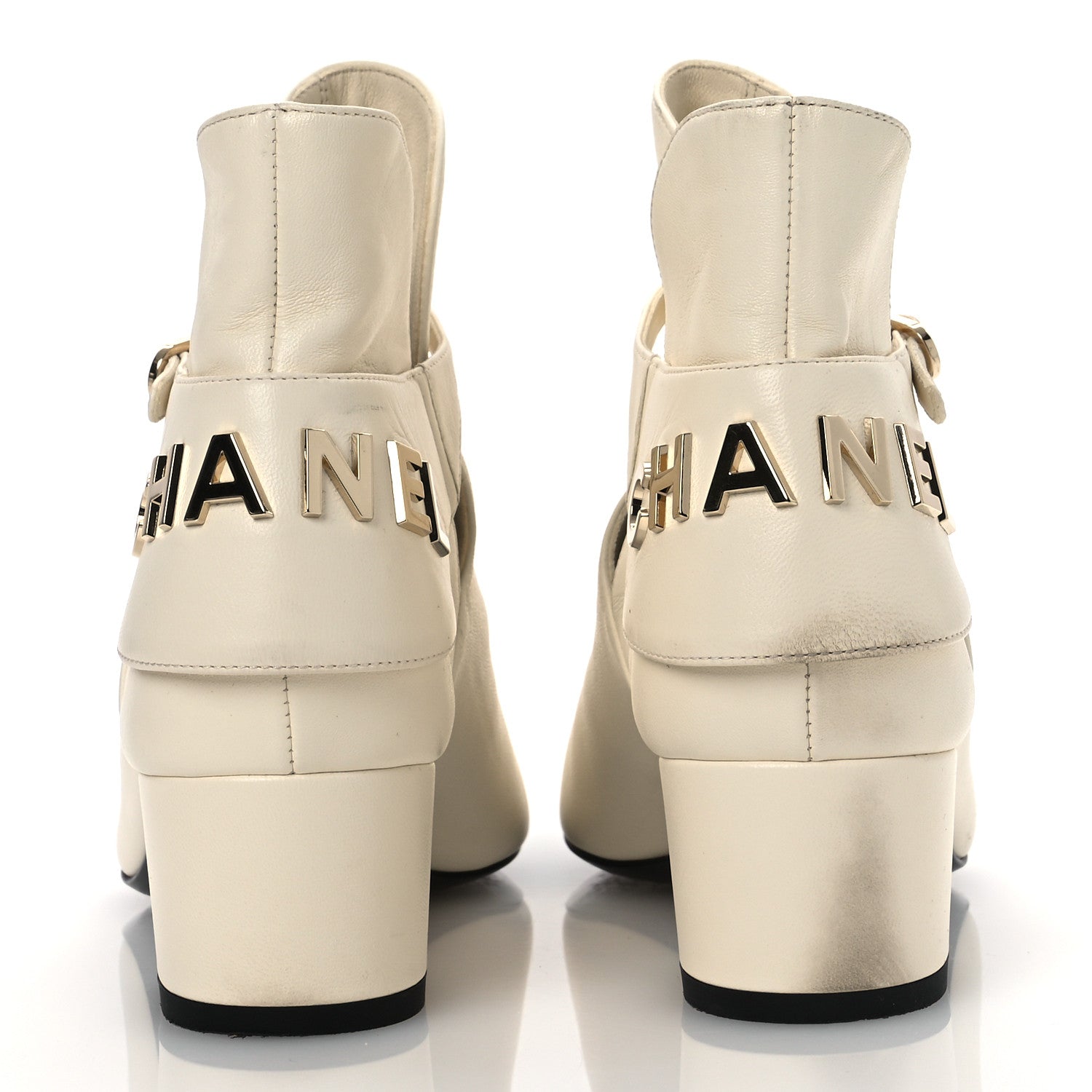 Chanel Lambskin Velvet Cap Toe Short Ankle Boots 37 White 6 of 13