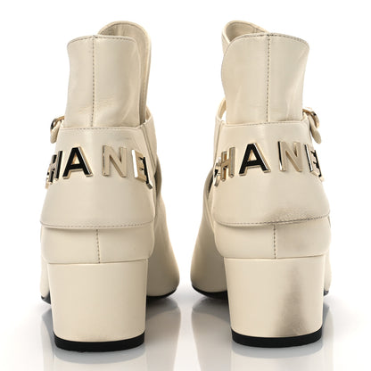 Chanel Lambskin Velvet Cap Toe Short Ankle Boots 37 White 6 of 13