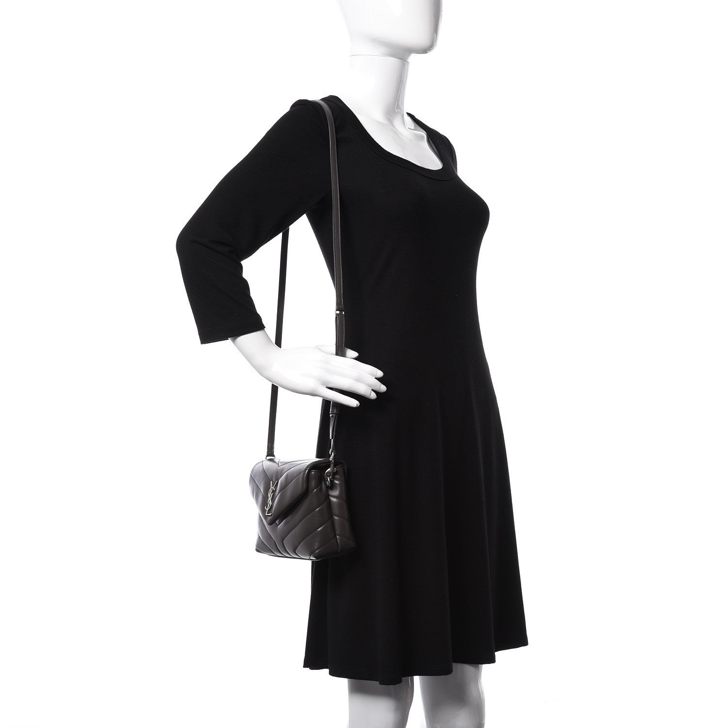 Saint Laurent Calfskin Y Quilted Monogram Toy Loulou Crossbody Bag Asphalt 2 of 12