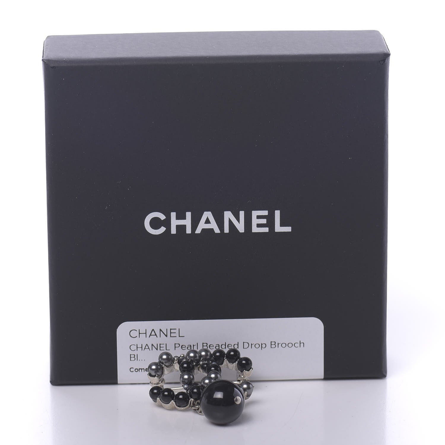 Chanel Pearl Beaded Drop Brooch Black 5 of 5