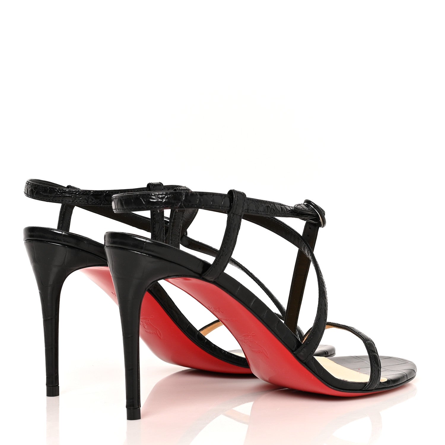Christian Louboutin Calfskin Alligator Embossed Selima 85 Sandals 38.5 Black 4 of 7