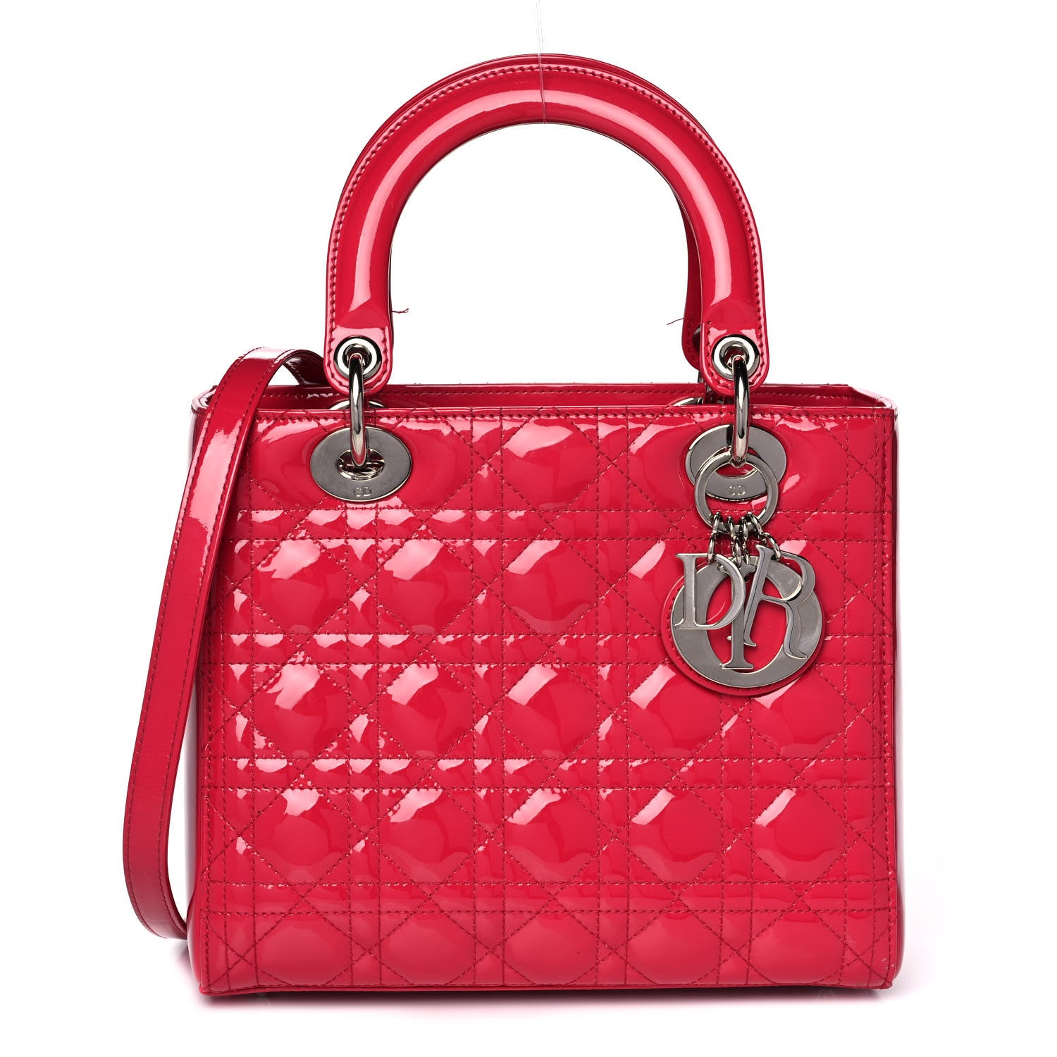 Christian Dior Patent Cannage Medium Lady Dior Red 1 of 17