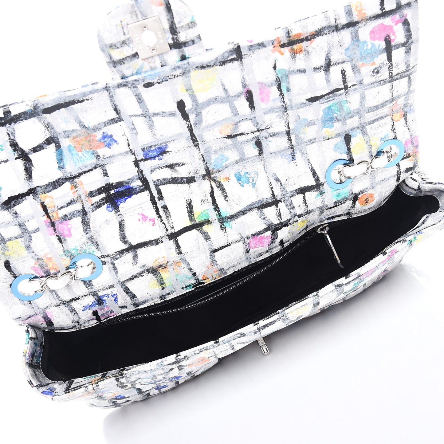 Calfskin Hand Painted Graffiti Flap Multicolor