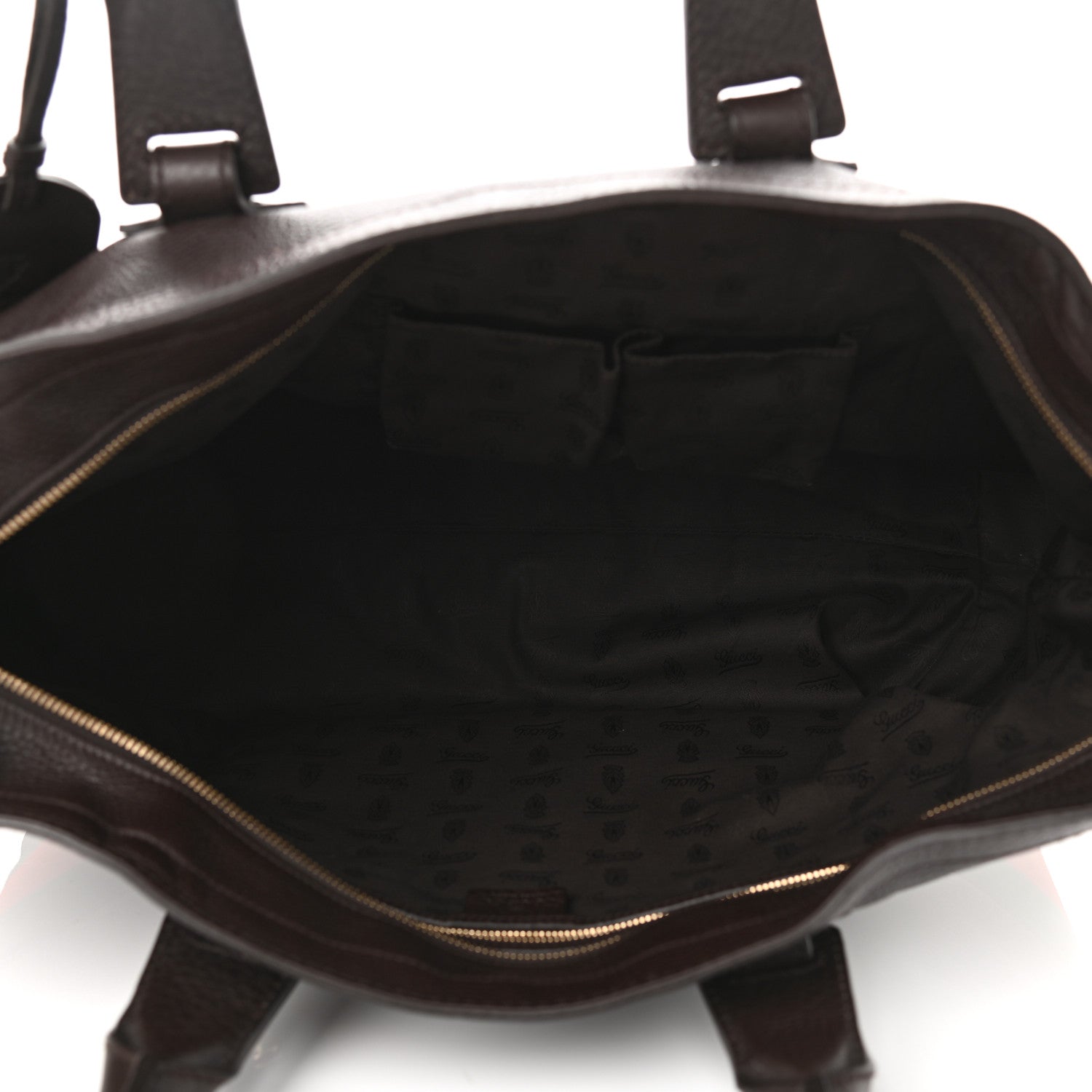 Gucci Calfskin Large Web Heritage Tote Dark Brown 7 of 10