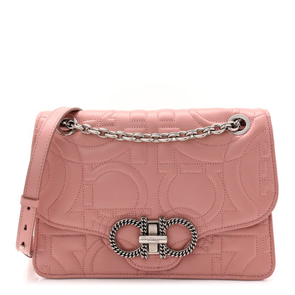 Salvatore Ferragamo Calfskin Quilted Gancini Flap Bag Antique Rose 1 of 9