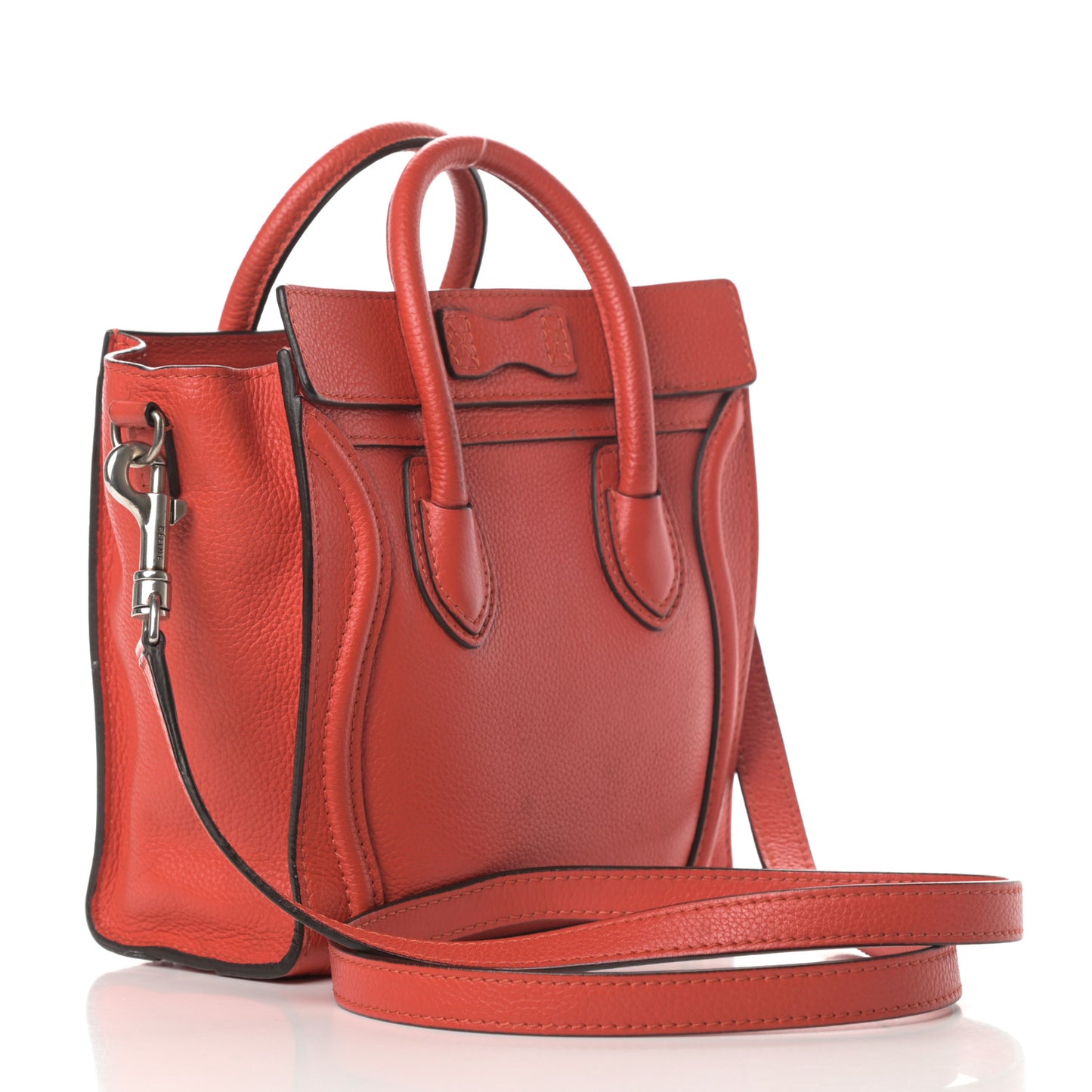 Drummed Calfskin Nano Luggage Coquelicot