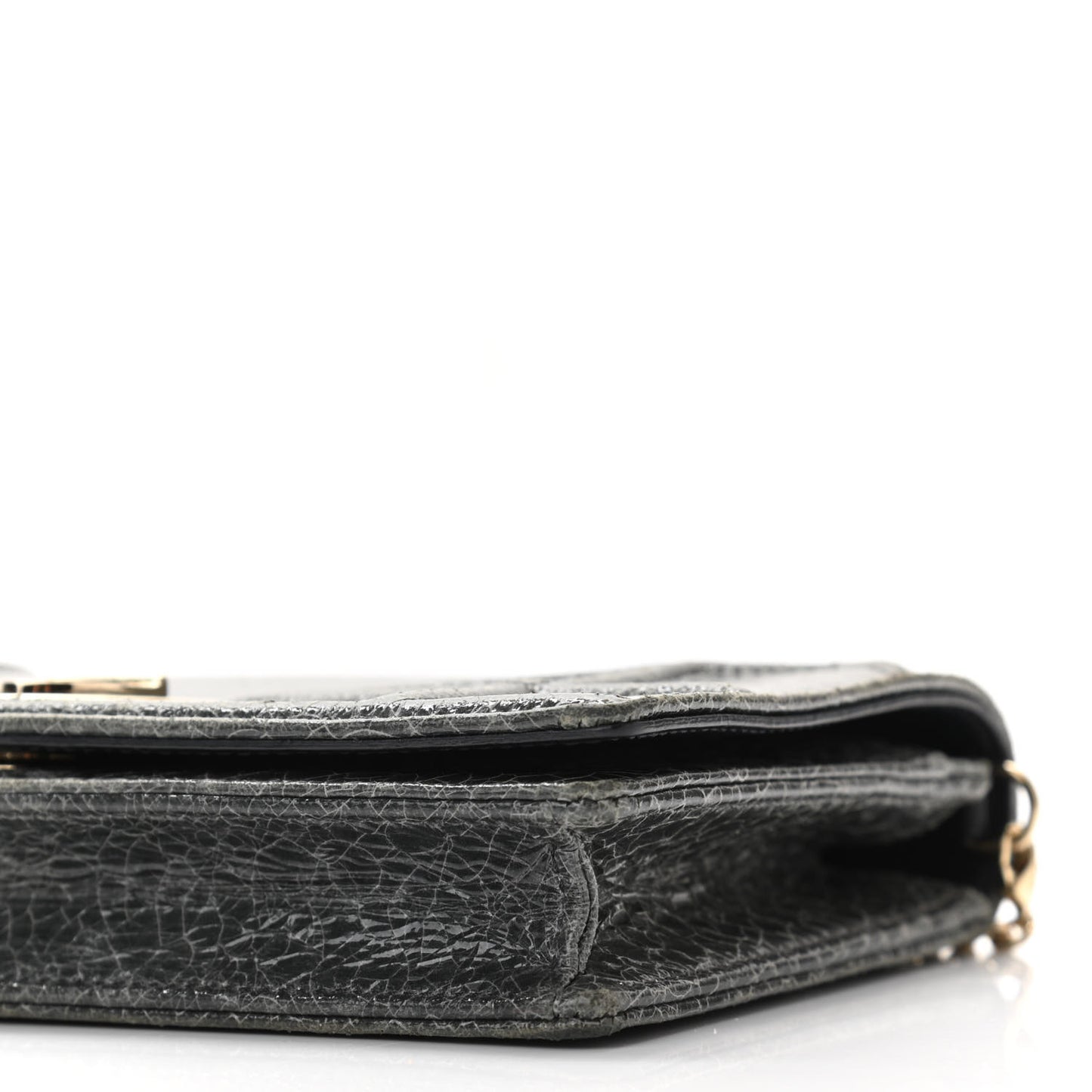 Ceramic Effect Deerskin Bag Wallet on Chain Dark Grey