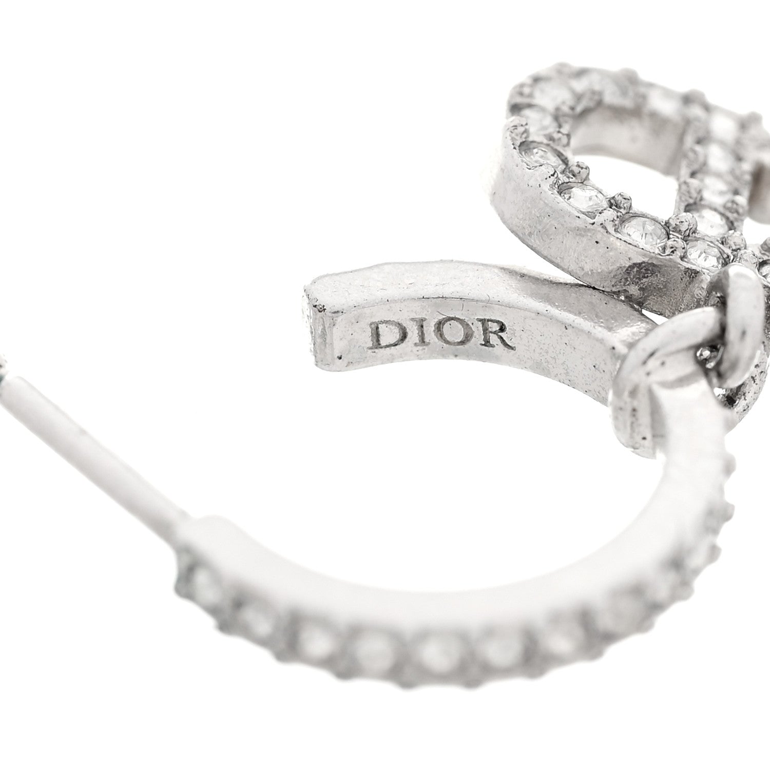 Christian Dior Crystal Clair D Lune Hoop Earrings Silver 4 of 4
