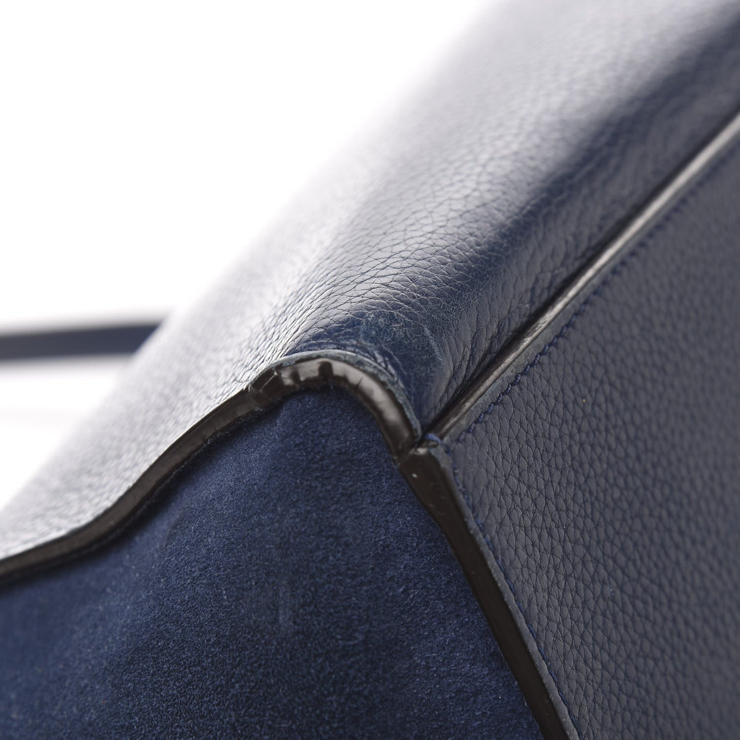 Drummed Calfskin Suede Large Trapeze Navy