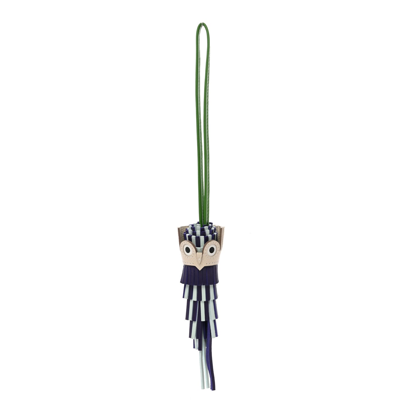 Milo Lambskin Epsom Chouette Bag Charm Purple Vert Peppermint Vert Yucca Craie White