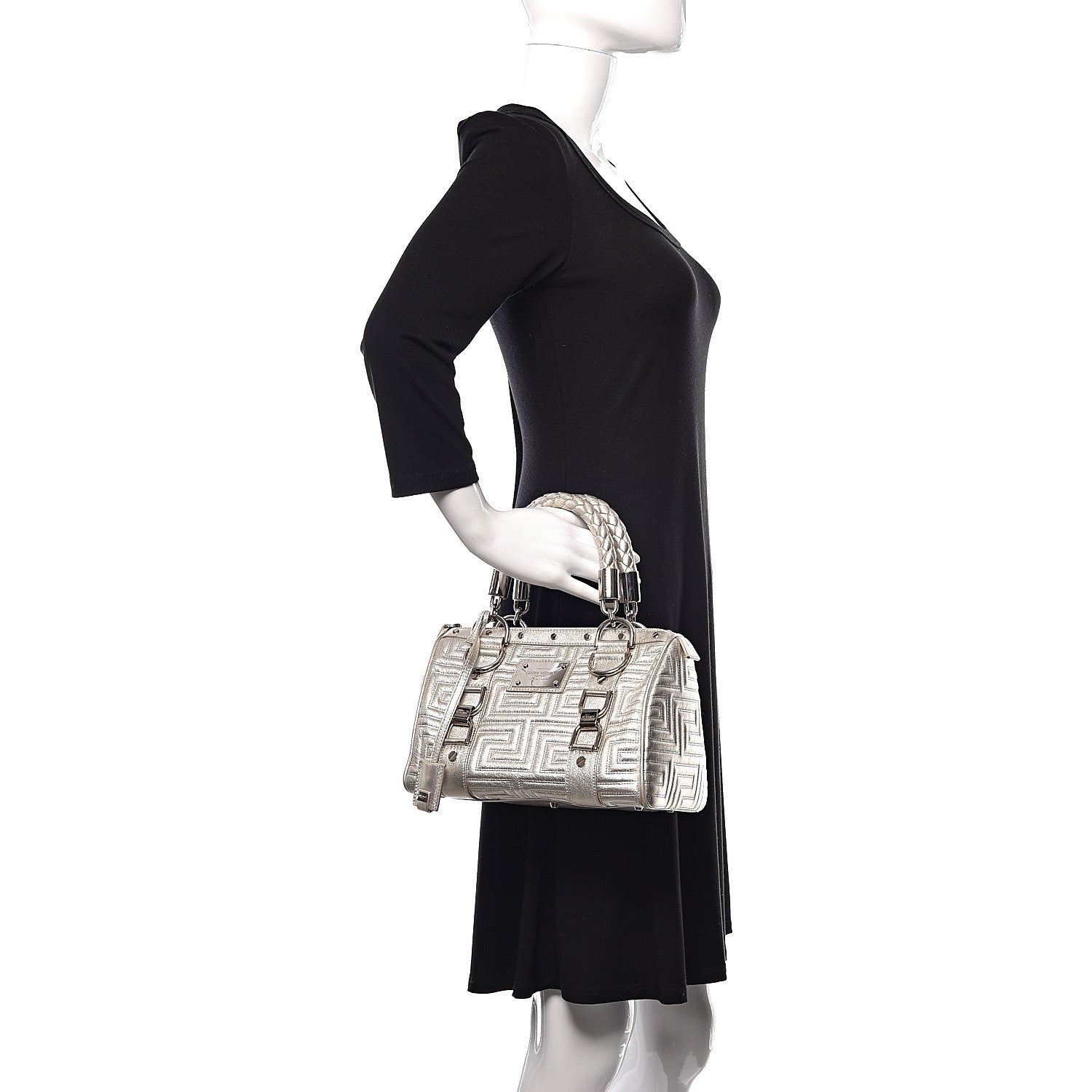 Versace Metallic Calfskin Snap Out Of It Bag Silver 2 of 12
