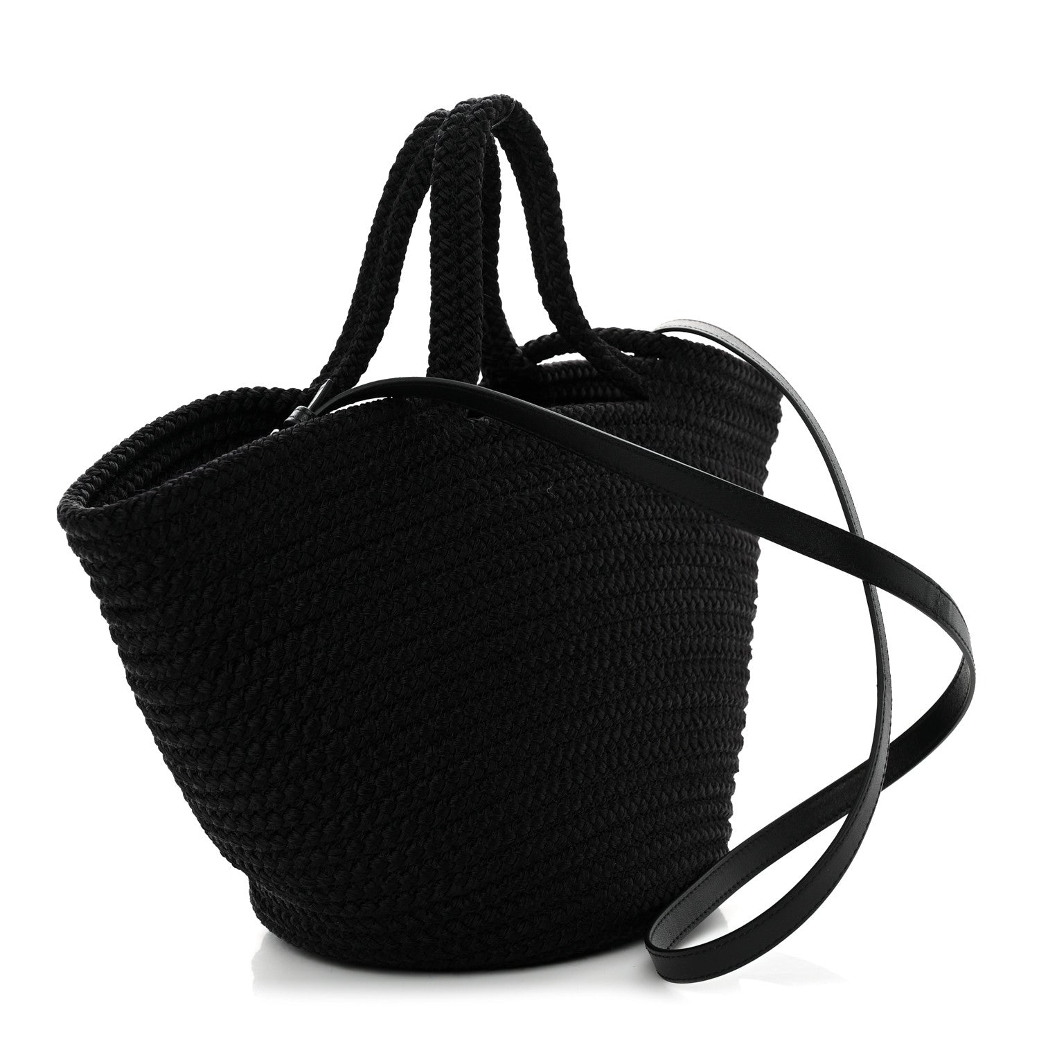 Balenciaga Nylon Lambskin Woven Ibiza Basket With Strap Black