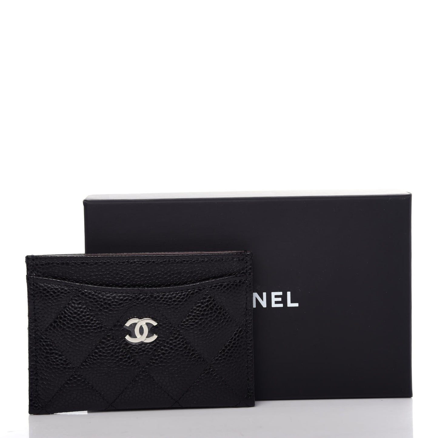 Caviar Quilted Card Holder Black