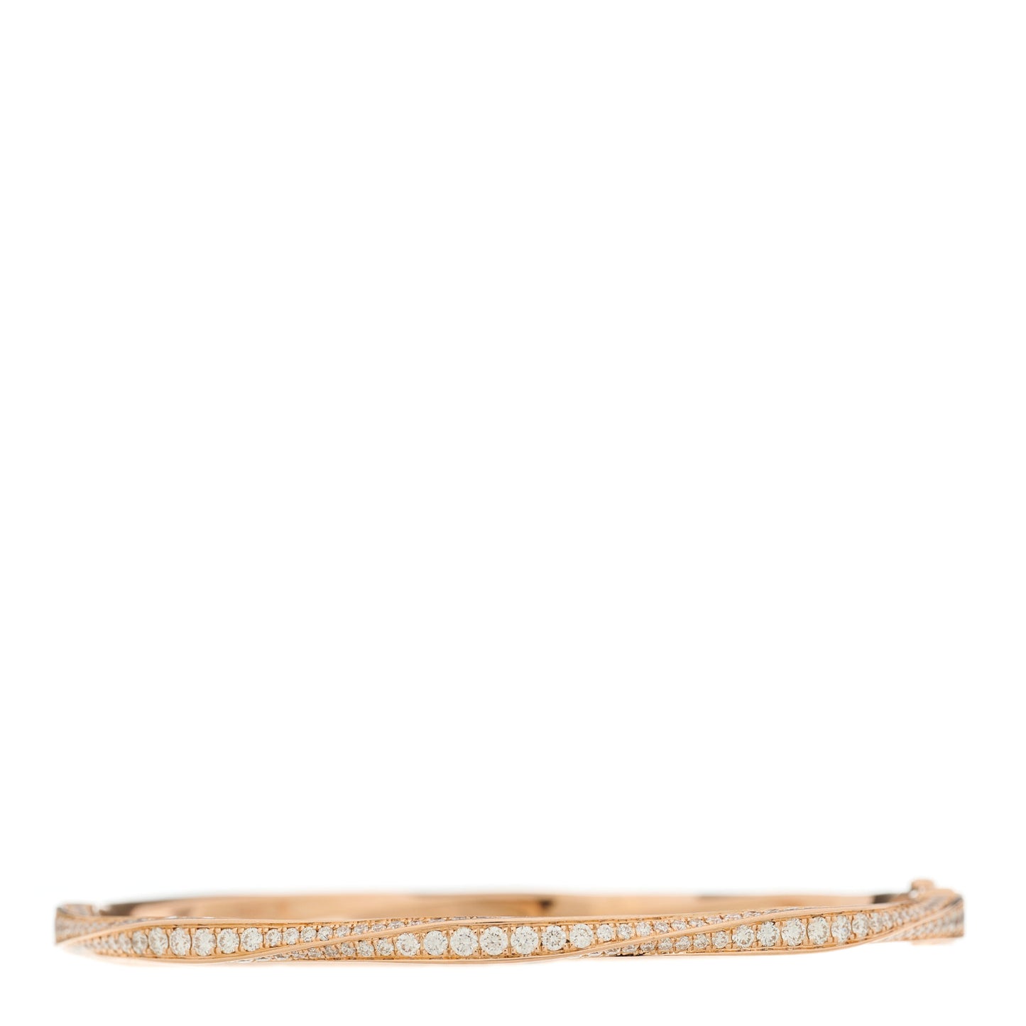 18K Rose Gold Diamond Spiral Pave Bangle Bracelet