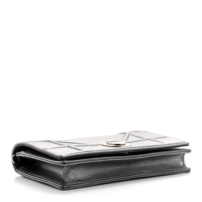 Christian Dior Metallic Grained Calfskin Diorama Wallet on Chain Pouch Gunmetal Grey 4 of 10