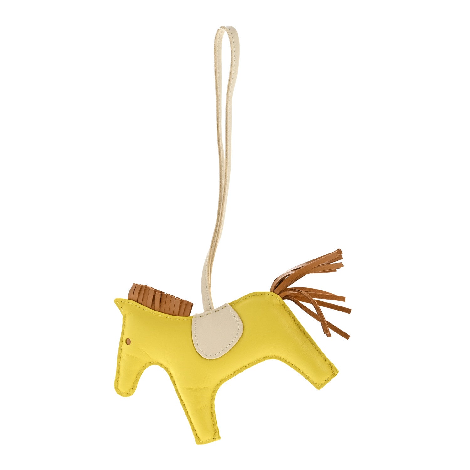 Hermes Milo Lambskin Grigri Rodeo Horse Bag Charm GM Lime Sesame Craie 1 of 5