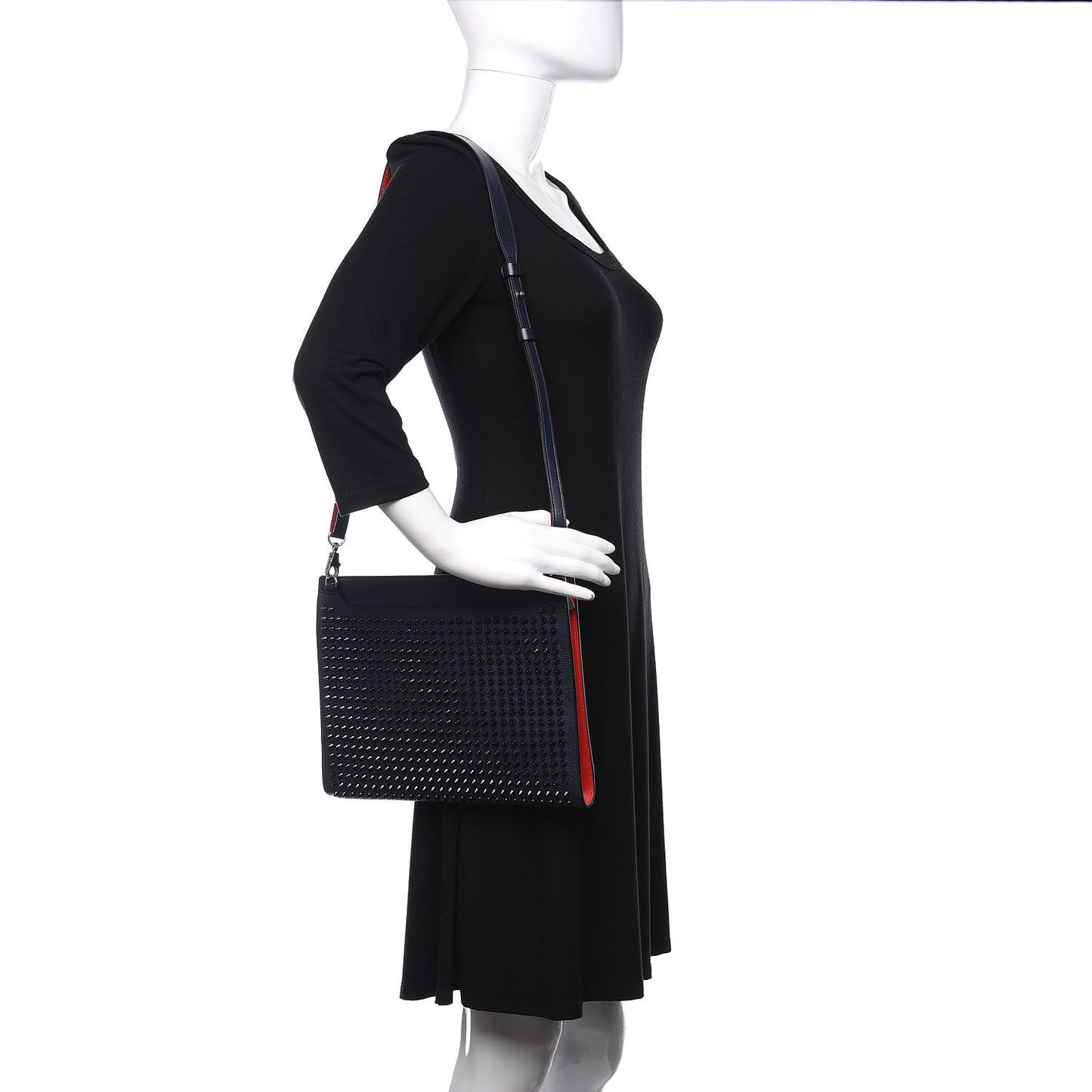 Calfskin Studded Skypouch Crossbody Clutch Marine