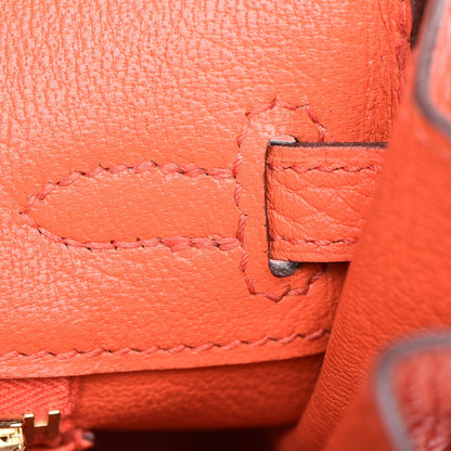 Hermes Taurillon Clemence Birkin 25 Orange Poppy 10 of 25