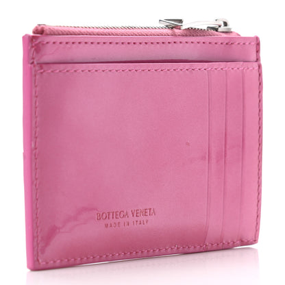 Bottega Veneta Metallic Patent Calfskin Intrecciato Zip Card Holder Pink 3 of 7