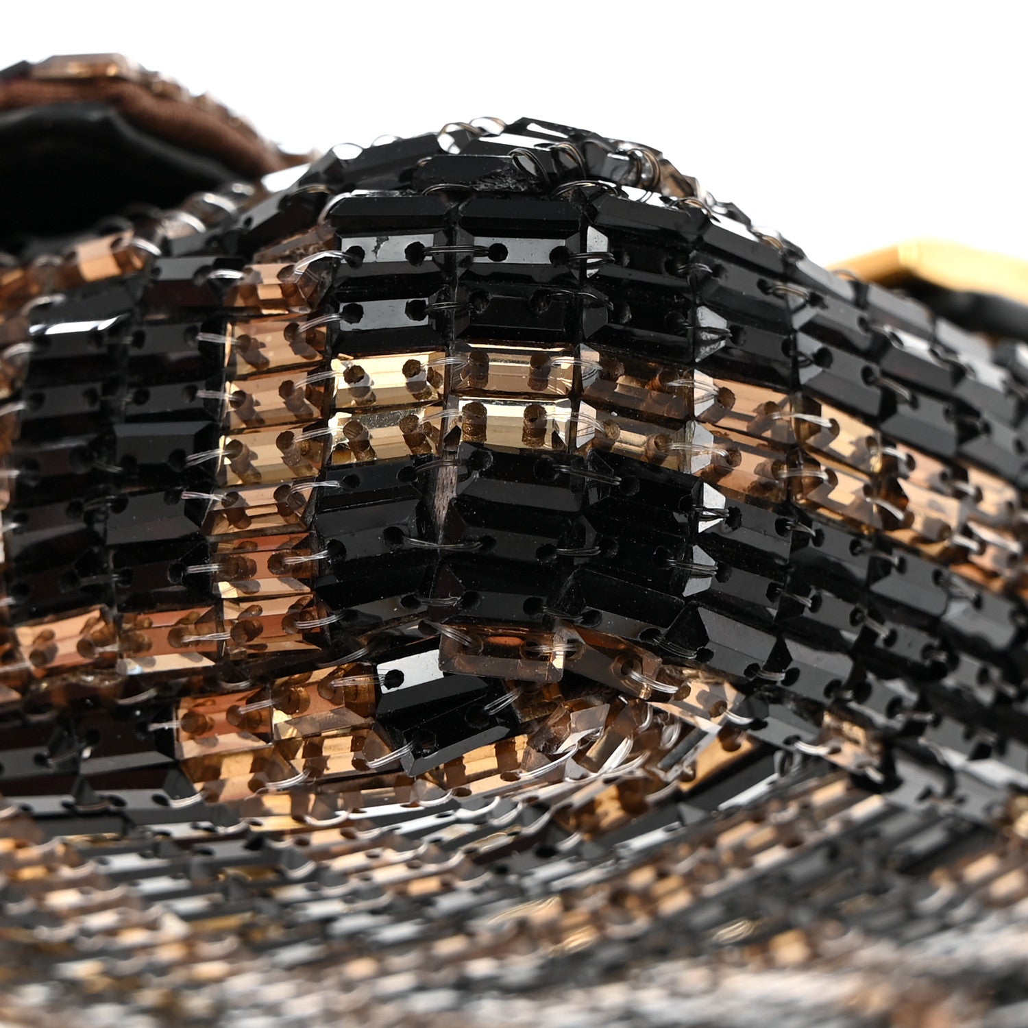 Fendi Crystal Vitello King FF Beaded Nano Baguette Charm Moro Black 7 of 7