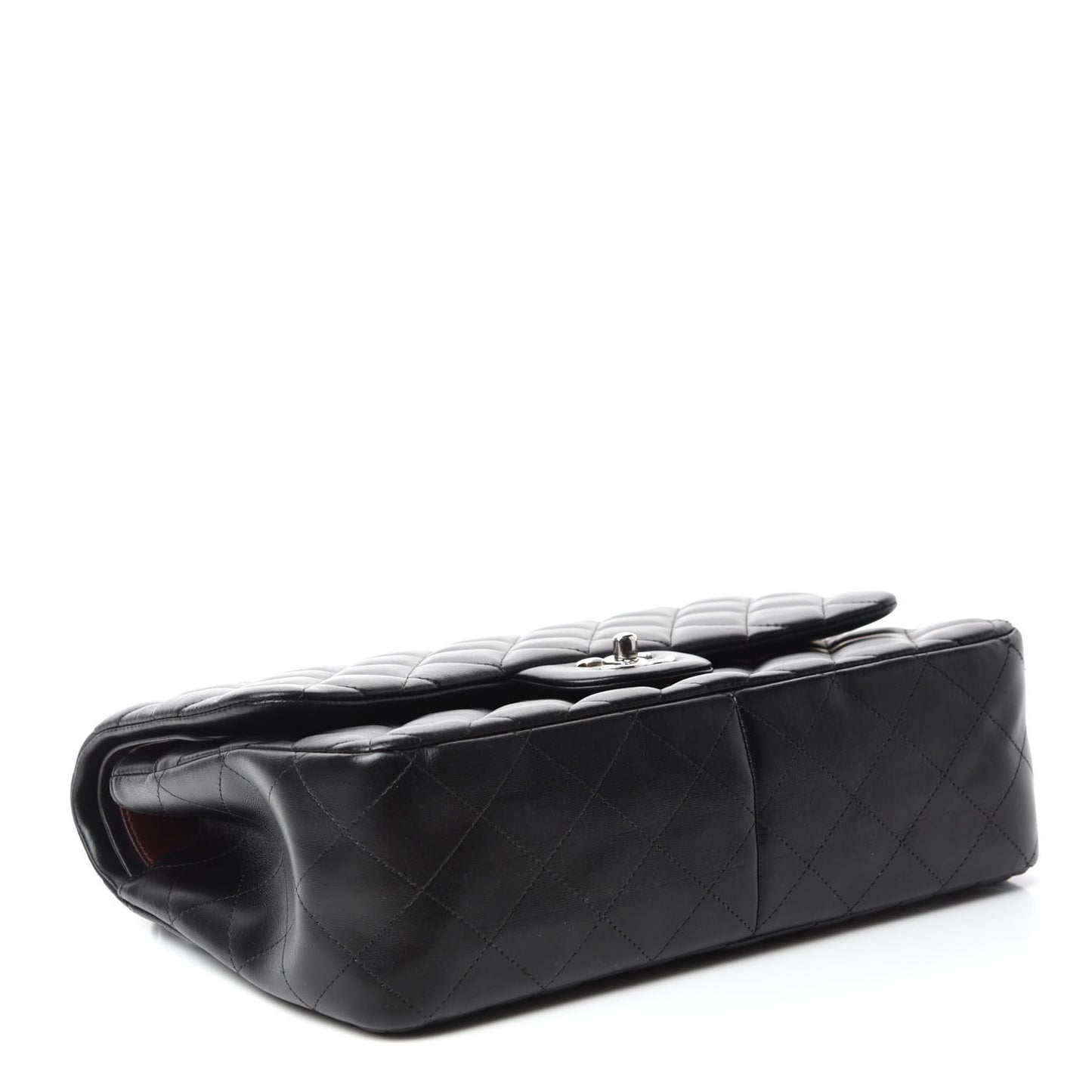 Lambskin Quilted Jumbo Double Flap Black