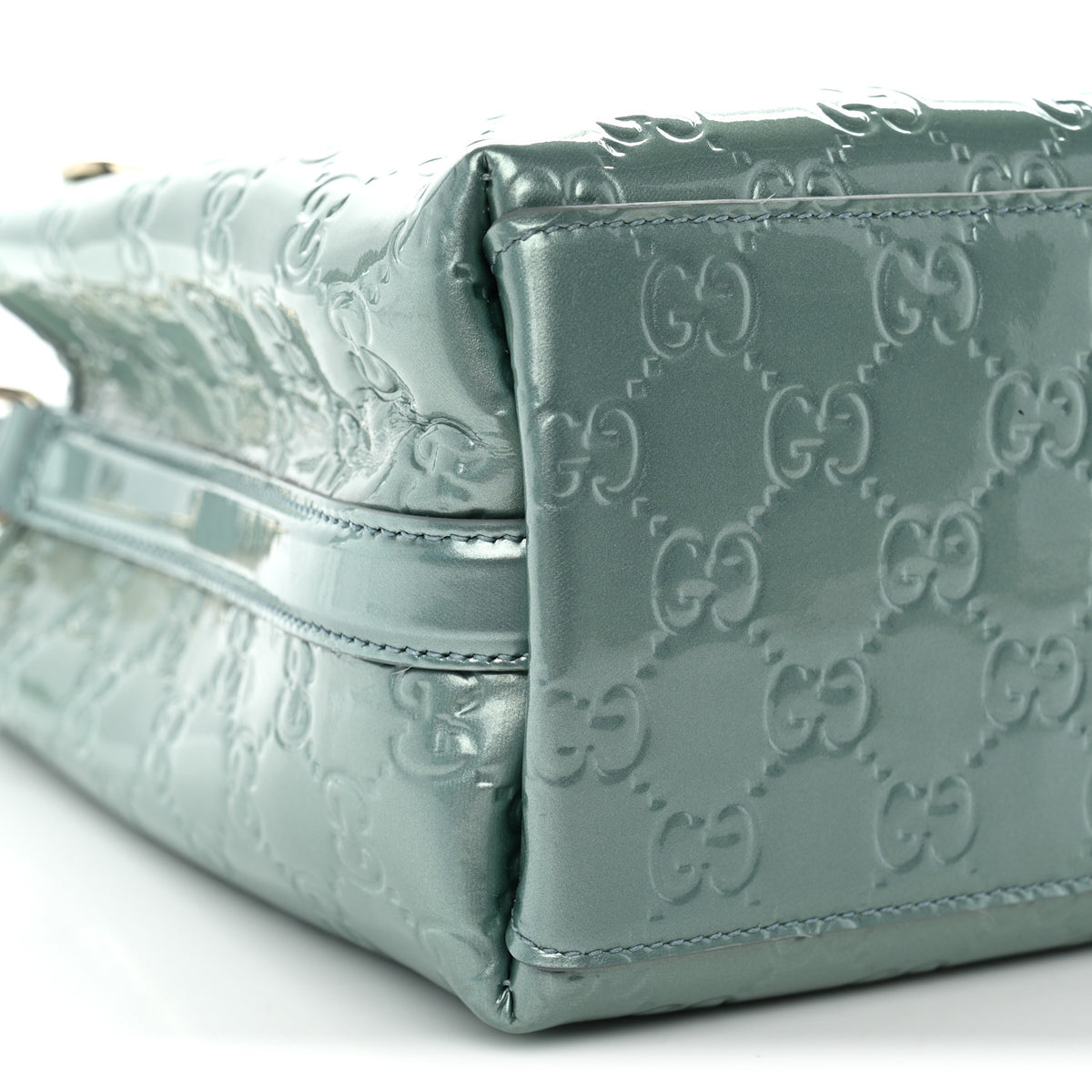 Gucci Patent GG Emblem Small Bucket Bag Light Blue 9 of 10