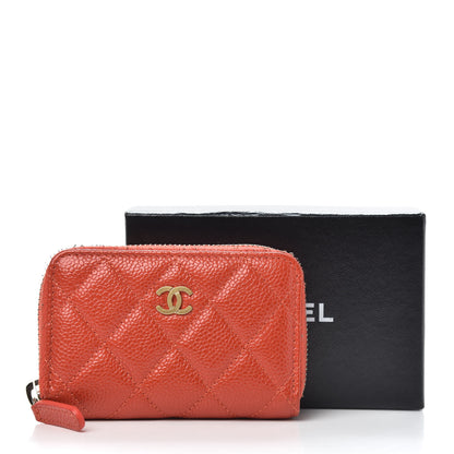 Chanel Pearly Caviar Quilted Zip Coin Purse Orange 10 of 10