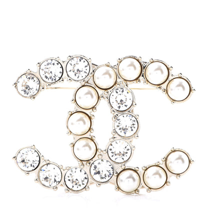 Chanel Crystal Pearl CC Dazzling Domino Brooch Gold 1 of 4