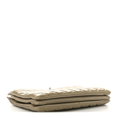 Chanel Patent Quilted Accordion Shopping Tote Beige 4 of 15
