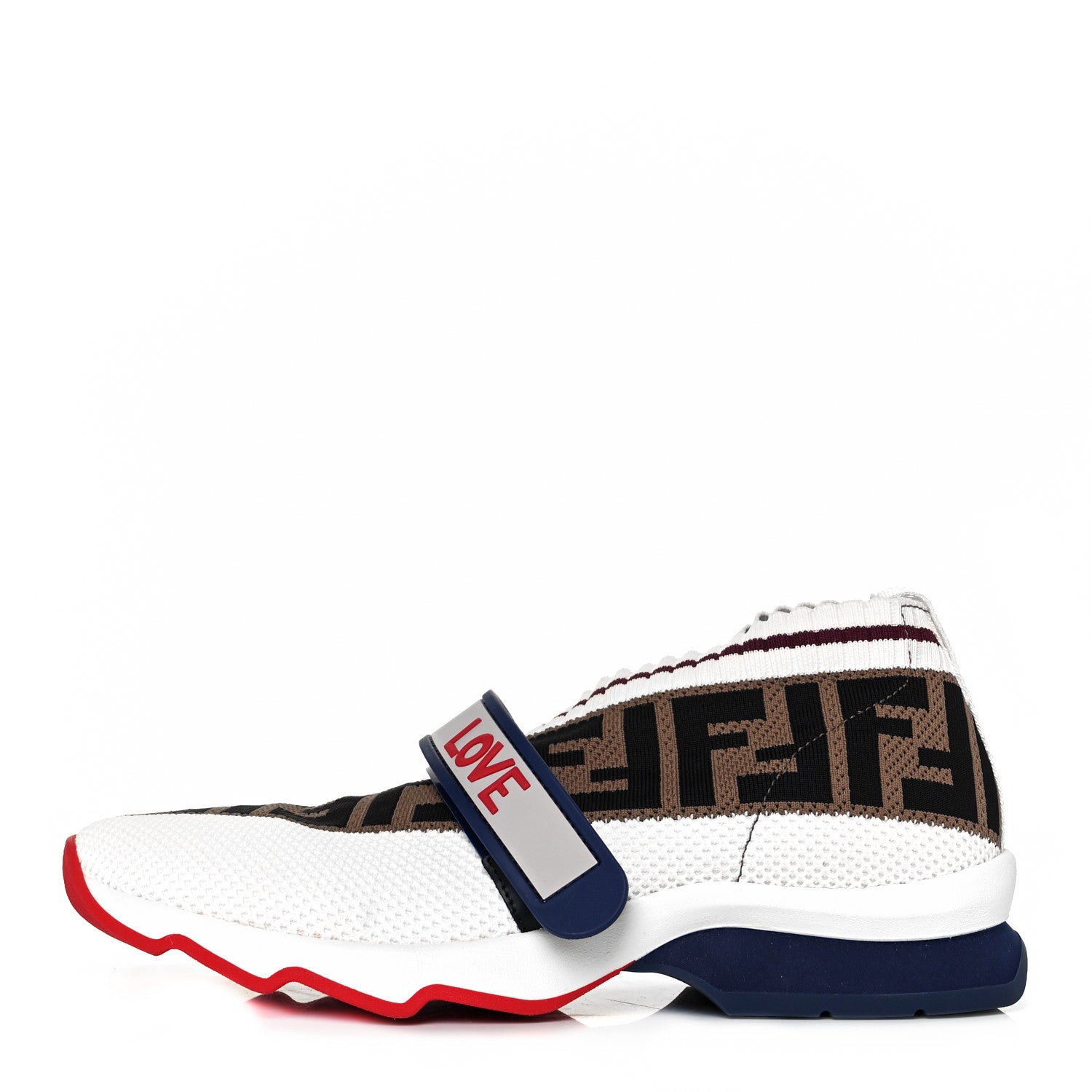 Fendi Stretch Yarn FF Stiff Band Rockoko Sneakers 36 White Tobacco Red 1 of 8