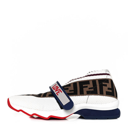 Fendi Stretch Yarn FF Stiff Band Rockoko Sneakers 36 White Tobacco Red 1 of 8