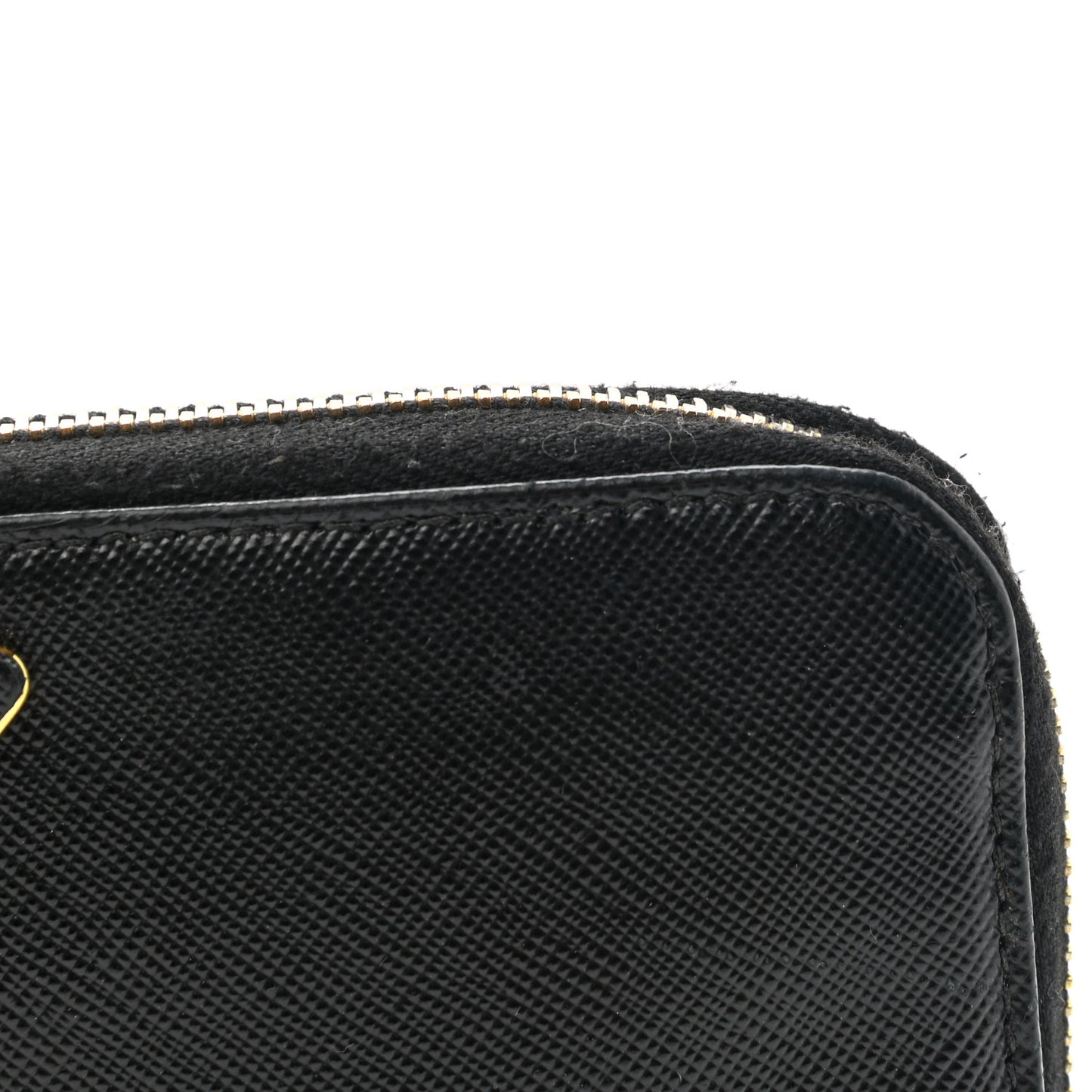 Saffiano Metal Zip Around Wallet Black