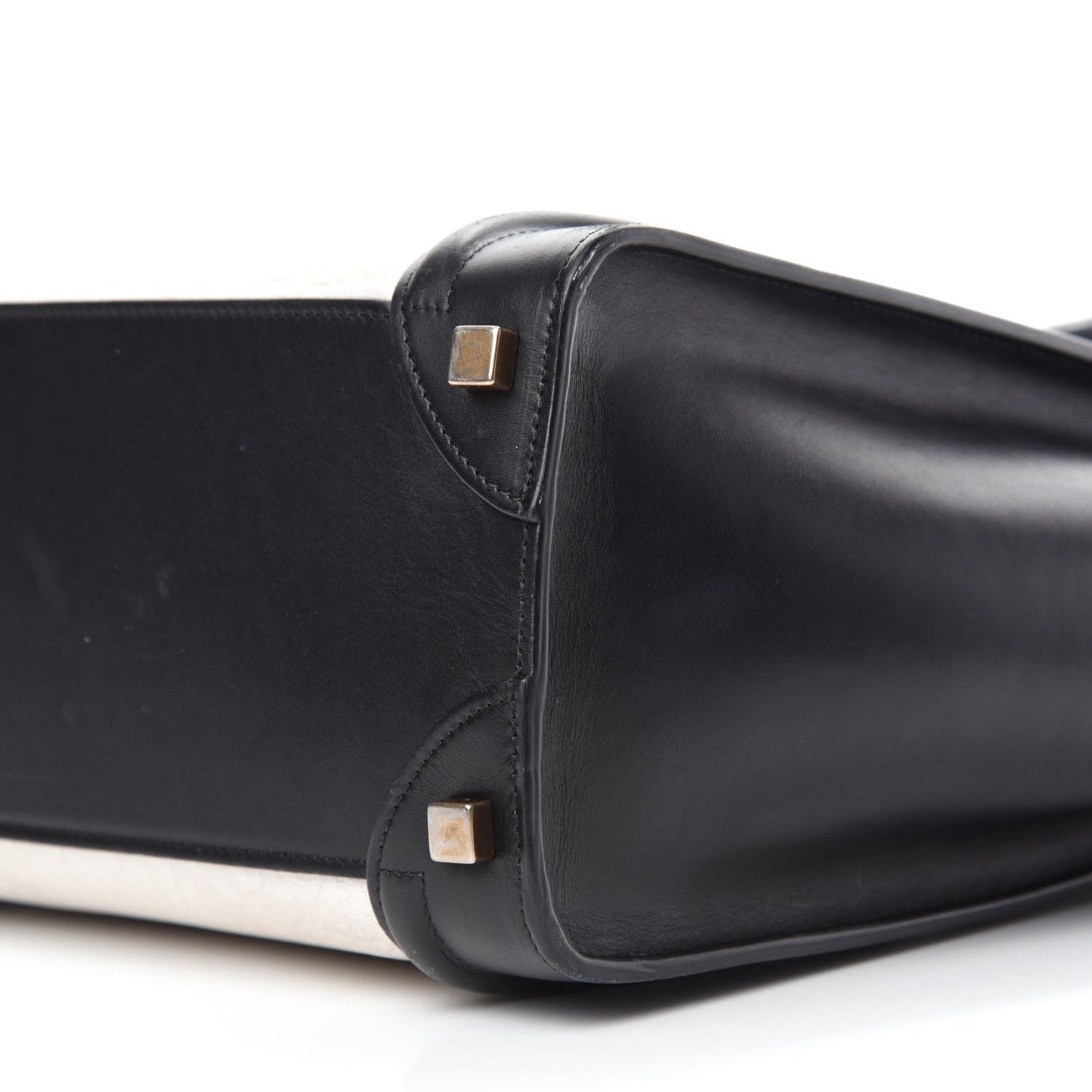 Shrunken Lambskin Micro Bi-Color Luggage Black White