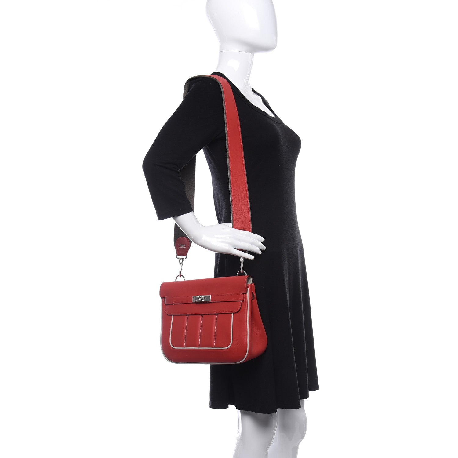 Hermes Swift Evercolor Sac Berline 28 Vermillion Gris Perle 2 of 9
