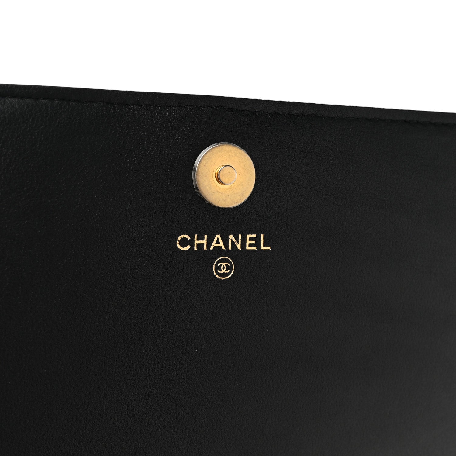Chanel Calfskin Quilted Front Logo Enchained Clutch Black 7 of 8